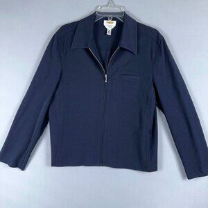 Talbots Sweatshirt Mens Size Medium Chest Pocket Collared Neck Stretch Blue